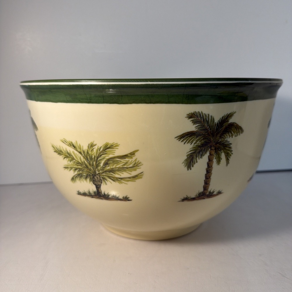Vintage JC Penny Palm Tree Melamine XLarge Serving Bowl 11''X7'' Rare HTF